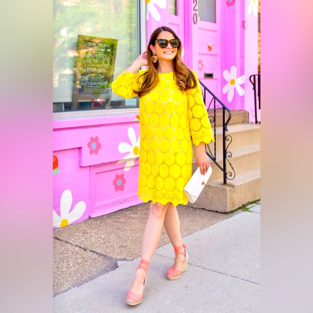 Lilly Pulitzer NWT Mariella Dress Lillys Lemon Scallop Eyelet Size 8 HTF!
